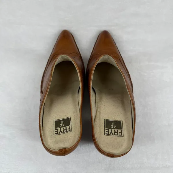 Frye Phoenix Mule‎ Cognac Leather Western Pointed Toe Block Heel 70740 Women 7M - Image 6