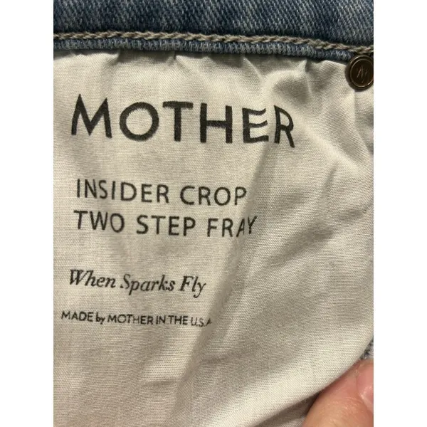 Mother Insider Crop Two Step Fray Jeans When Sparks Fly Blue Size 24 - Image 6