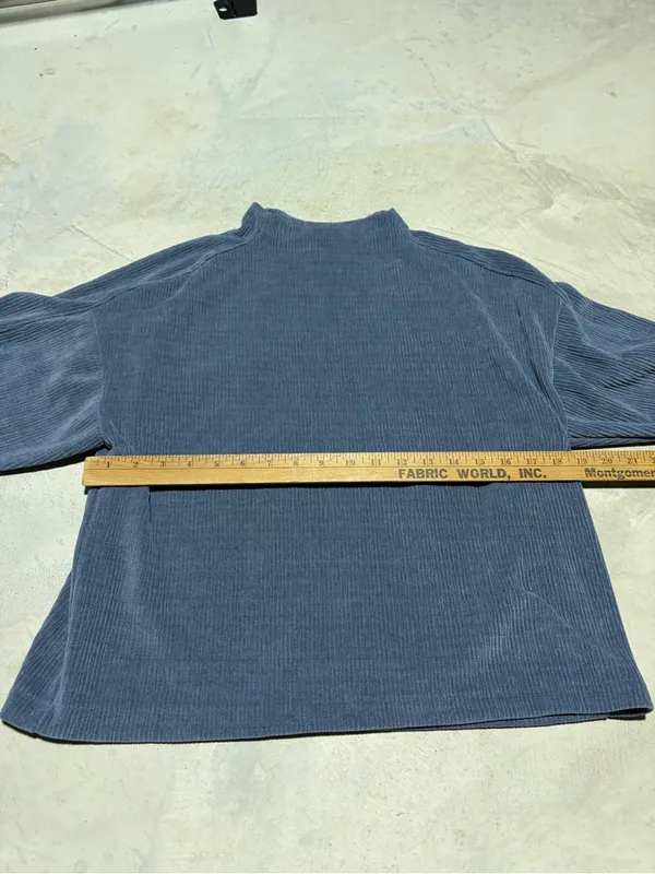 Madewell blue Ribbed Mock Neck Long Sleeve blouse medium - Image 3