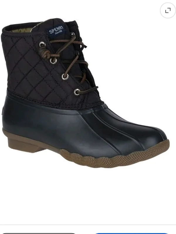 Sperry Women's Saltwater Quilted Duck Boot Size Waterproof Black Slip On Boots - Image 9