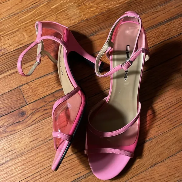 Bellini Katia pink ankle straps 3 inch heels with clear pink details - Image 4