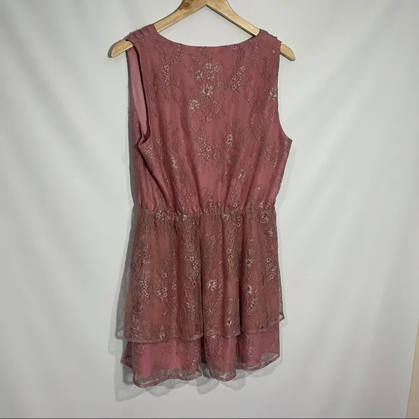 Lovers + Friends Rayna Mini Dress Metallic Rose‎ Large Coquette Romantic - Image 11