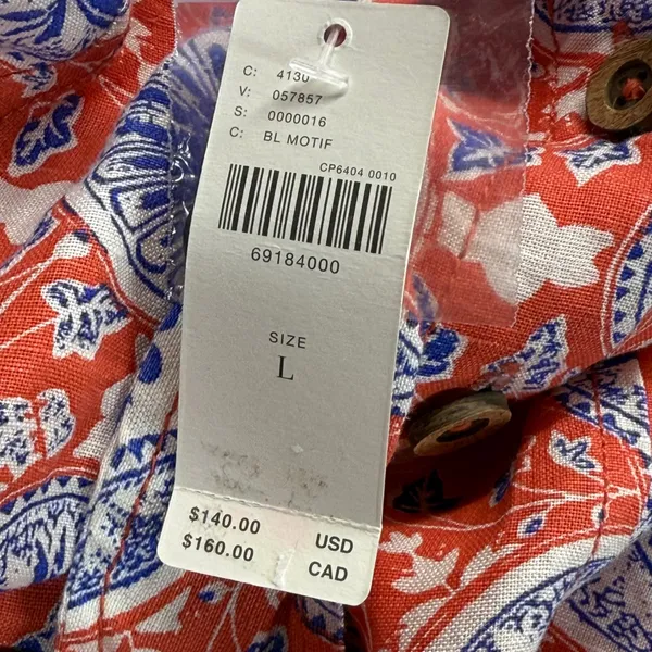 Maeve Anthropologie Halter Dress Button Front Linen‎ Blend Red Blue Large - Image 8