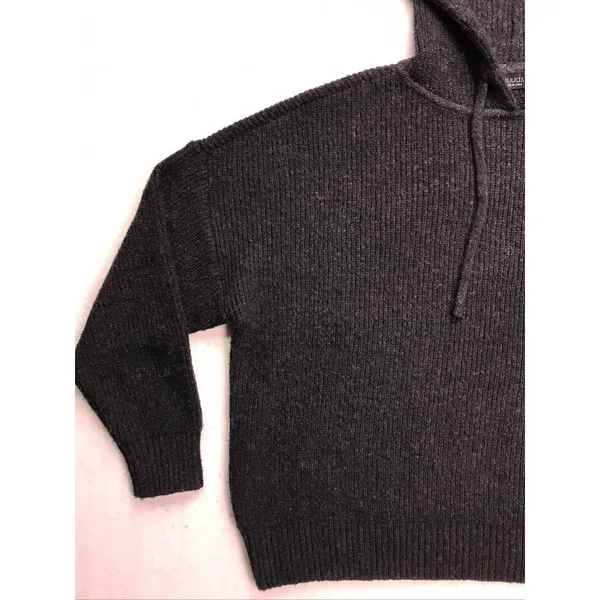 Nuuds Ribbed‎ Knit Hoodie Women Small Gray Oversized Wool Blend Loungewear - Image 4