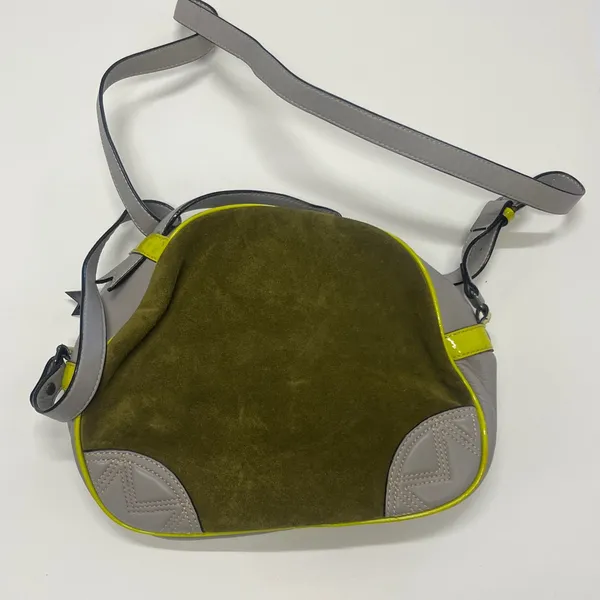 Meredith Wendell suede and leather handbag. Gray - Image 4