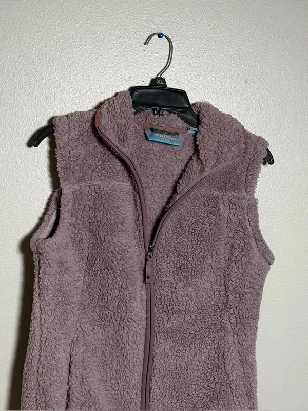 Free Country Women Plush Faux Fur Fleece Vest Sleeveless Woodrose Outdoor size S - Image 2