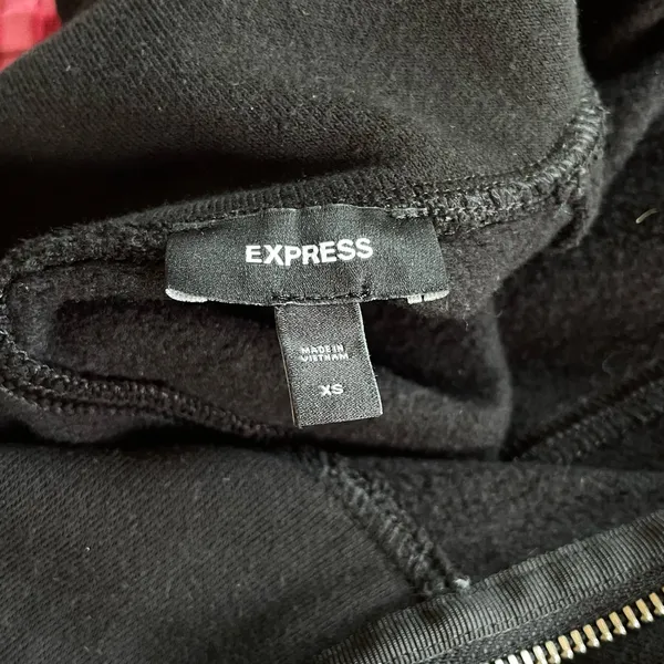 Express Women’s Black Rhinestone Half Zip Mock Neck Sweatshirt Top XS - Image 4