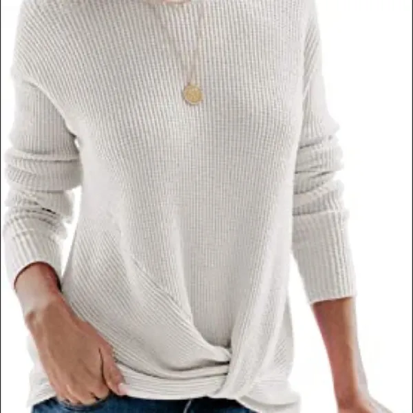✨Long Sleeve Sweater Twist Knot Front Pullover✨ Gray - Image 2