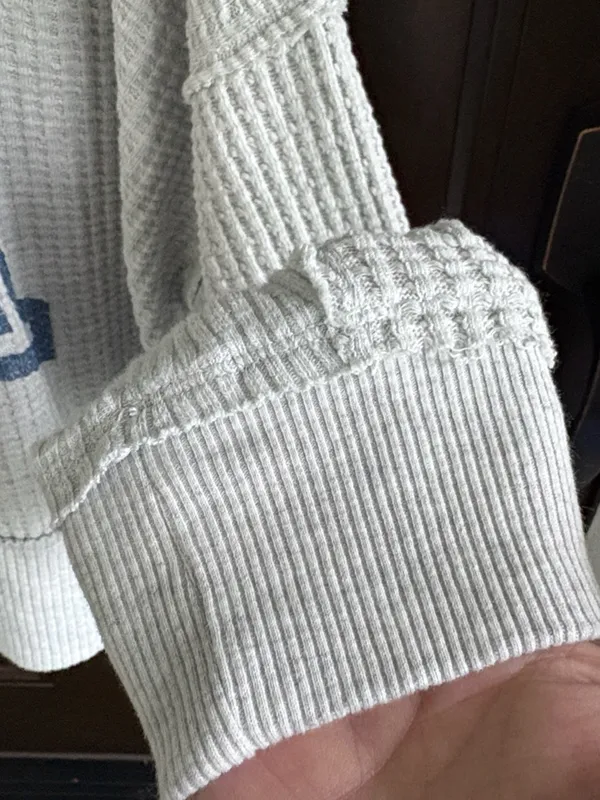 Like New Aerie Big Hug Waffle Knit L.A. Graphic Top Grey Oversized Small - Image 8