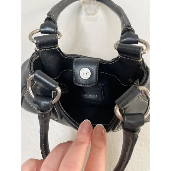 Nine West Black Faux Leather y2k small shoulder Handbag - Image 6