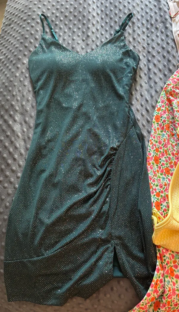 Emerald Sundae Green Sparkly Dress - Image 2