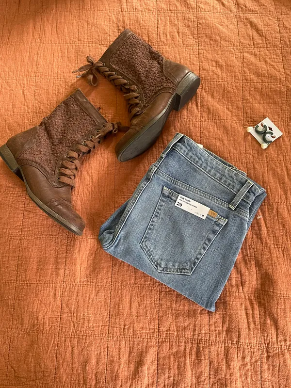 American Eagle Y2K Brown Lace Crochet Combat Boots - Image 2