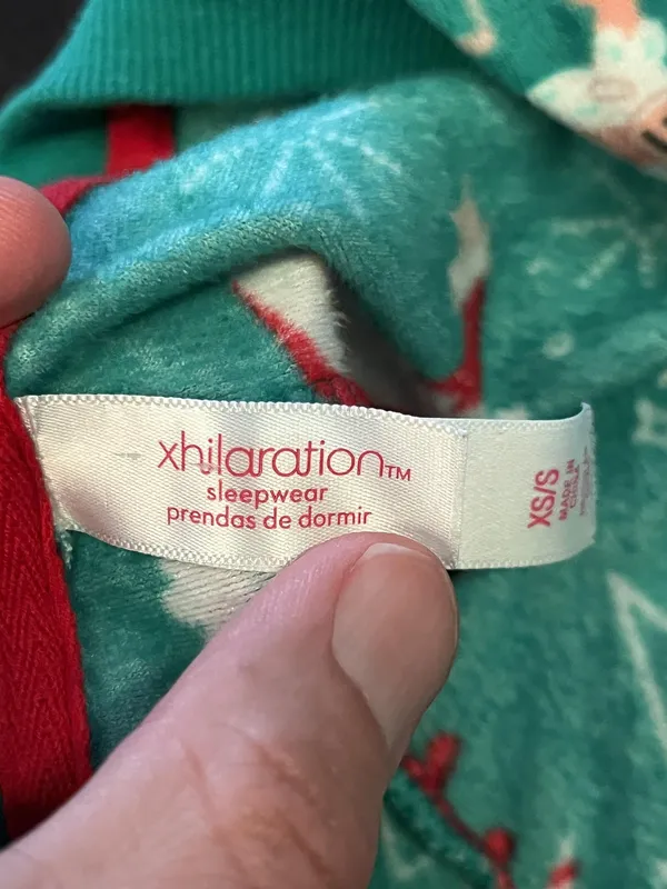 Xhilaration One-piece Pajamas Womens XS/S Green Christmas Santa Reindeer Zip - Image 7