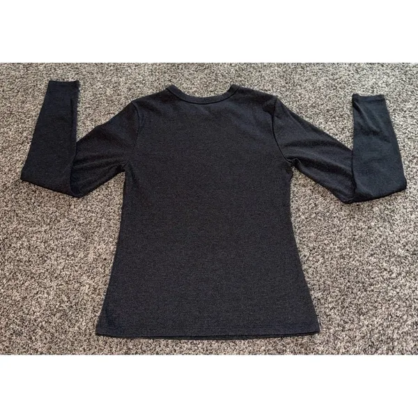 Old Navy Women's Dark Gray Ribbed Snug Long Sleeve Tee Size Medium - Image 6