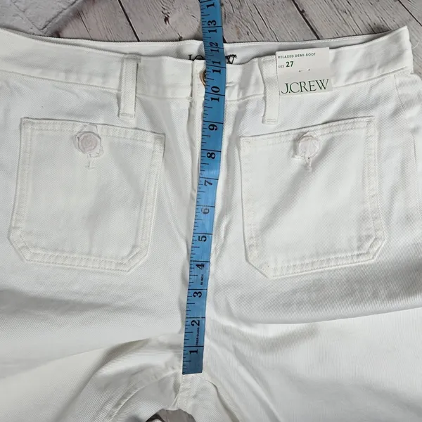 J. Crew Sailor mid-rise relaxed demi-boot‎ jean in white 27 BZ728 NWT - Image 11