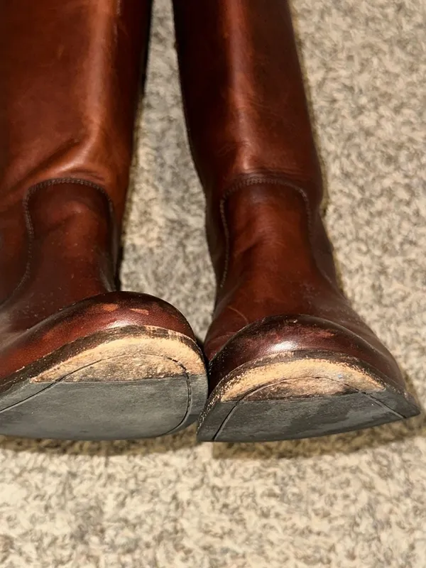 FRYE Molly Button Tall Brown Leather Riding Boots - Image 13