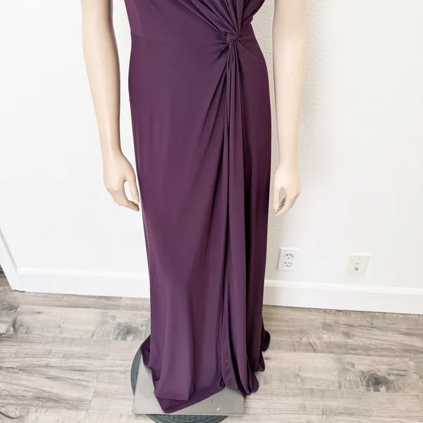 [BHLDN] Brixen Purple Plum One Shoulder Side Slit Knotted Formal Dress NWT Sz 12 - Image 6