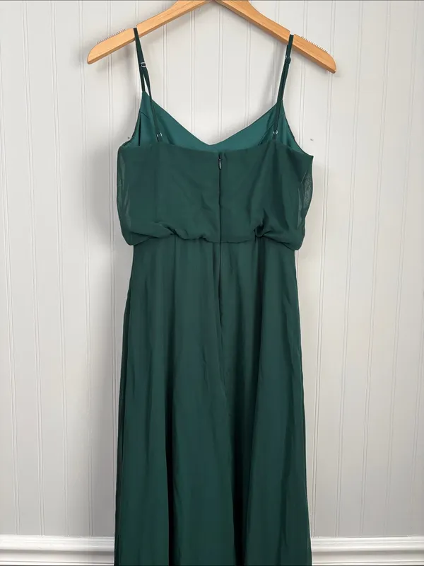 Birdy Grey Gwennie Chiffon Blouson Maxi Dress Women Size Small Dark Green - Image 5