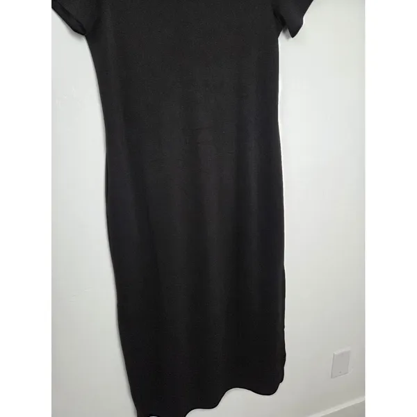 Lepunuo Black T-shirt Dress Super Soft Pockets Comfy Side Slits Casual Basic M - Image 3