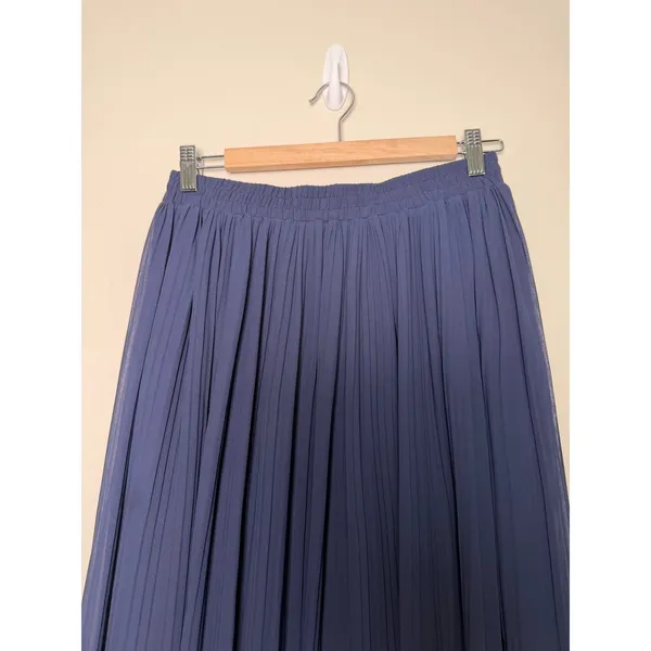 Octavia Navy Blue Pleated Midi Skirt Elastic Waist Lined Size M OX-6664 - Image 4