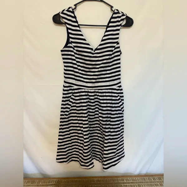 Zara V-Neck Fit and Flare Striped Skater Dress‎ XS - Image 5