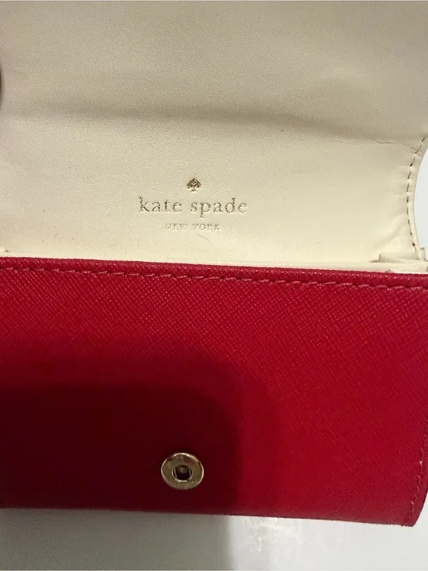 Kate spade snap flap card holder money wallet red cream - Image 6