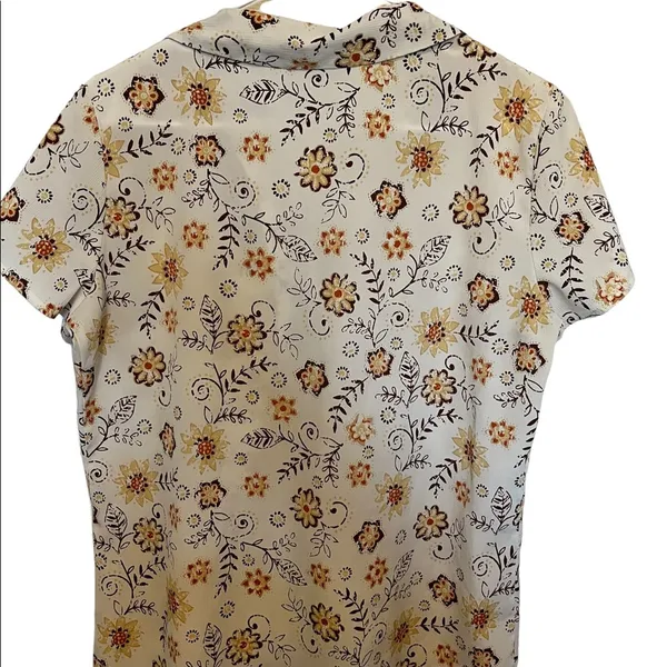 Laura Scott vintage white flower print button down shirt size 12 - Image 5