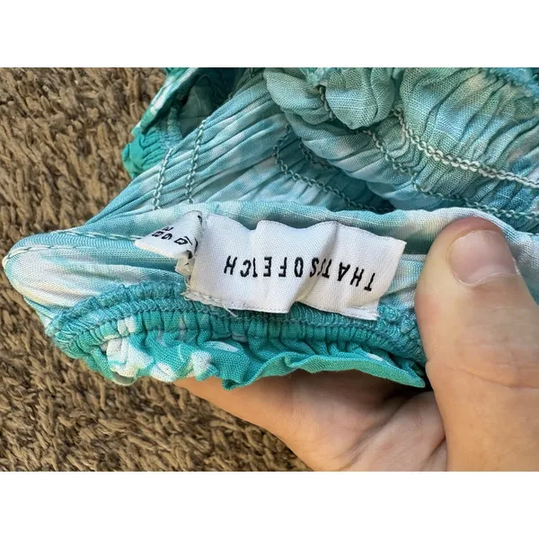 That's So Fetch Women's Teal White Floral Smocked Strapless Sundress S - Image 2