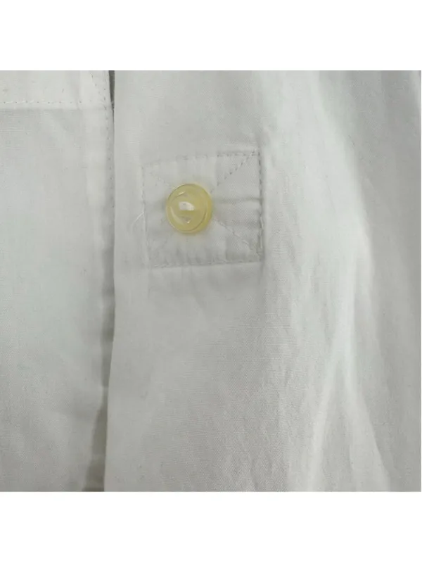 Lauren Ralph Lauren White Cotton Button Front Shirt Tab Up Long Sleeves Heritage - Image 5