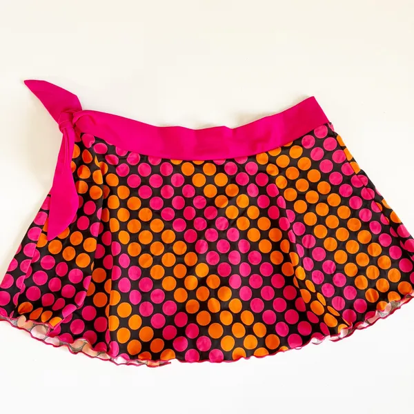 Victoria's Secret Womens Polka Dot Y2K Retro Swim Skirt Cover Up Pink Orange S - Image 7