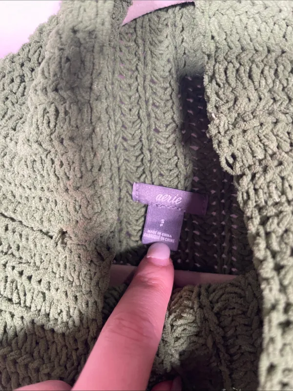 Aerie Womens Green Knit Turtleneck Sweater Oversized Small - Image 2