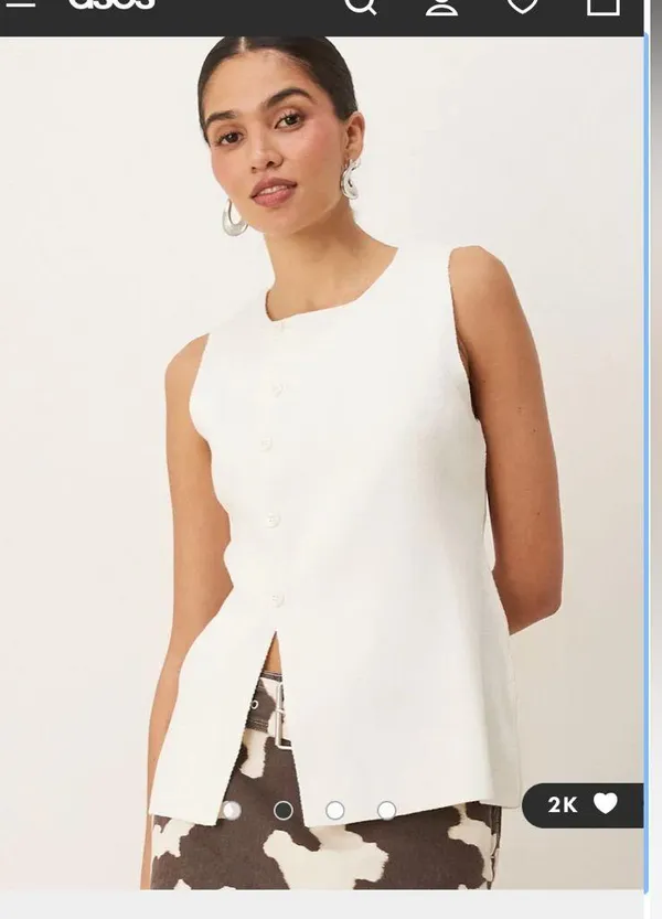 ASOS DESIGN knit SMALL structured asymmetric 5-button front vest cardigan sweate - Image 2