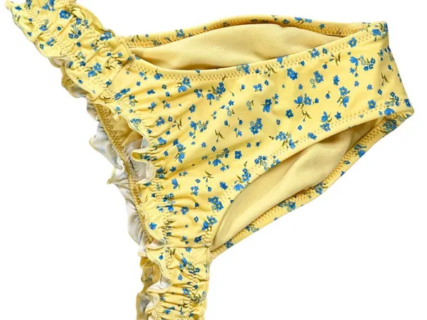 Wild Fable Yellow Floral Ruffle Bikini Bottom with Blue Print - Image 5