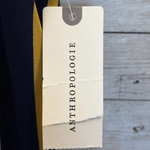 NWT Maeve Anthropologie Womens 6 Pants Wide Leg Navy/Marin Mustard White Striped - Image 9
