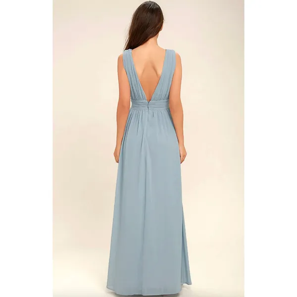 Lulus Heavenly Hues Light Blue Maxi Dress Chiffon Bridesmaid Formal Small NWT - Image 3