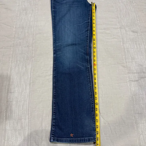 Wrangler Q-Baby 32x30 Ultimate Riding Jeans‎ Dark Wash Bootcut Star Detail 9/10 - Image 11