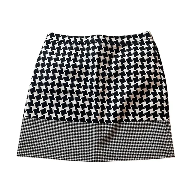 MICHAEL KORS Womens Skirt Black White Houndstooth Pattern Mini Size‎ 2 - Image 5