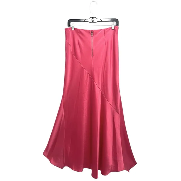 Alice + Olivia Rosa Slip Skirt Pink Asymmetric Feminine Satin Women's Size 10 - Image 9