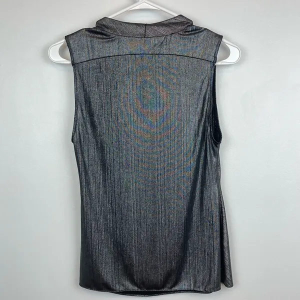 DREW Draped Neck Metallic Gray Sleeveless Top - Image 6