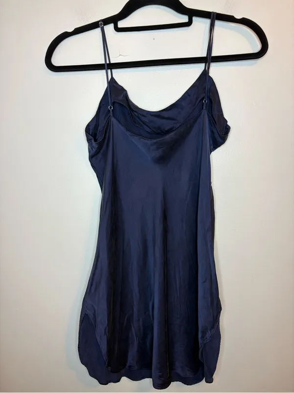 Vintage Victoria’s Secret Gold Label 100% Silk Navy Slip Dress S 90s - Image 3
