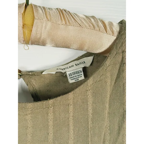 American Eagle Womens Tiered Peasant Top XS Olive Green Boho Granola Earthy Fall - Image 4