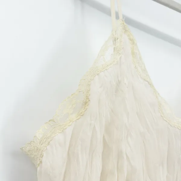 Allison Taylor Womens VTG Vintage Y2K Coquette Lace Trim‎ Cami Top Size XL Cream - Image 2