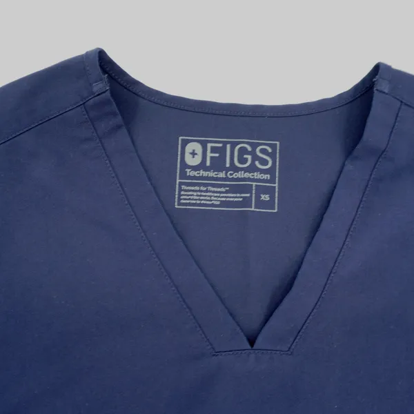FIGS Technical Collection Navy Blue‎ V-Neck Scrub Top Womens XS 2-Pocket - Image 3