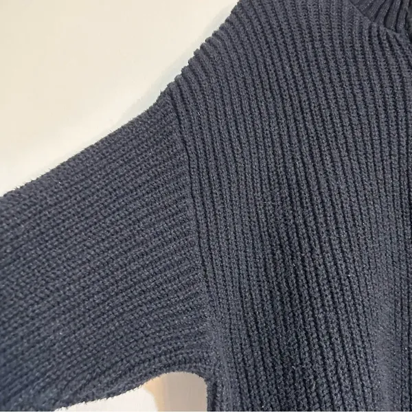 Aerie Offline Chillside Quarter Zip Sweater Cotton Black Large Cozy Loungewear - Image 4
