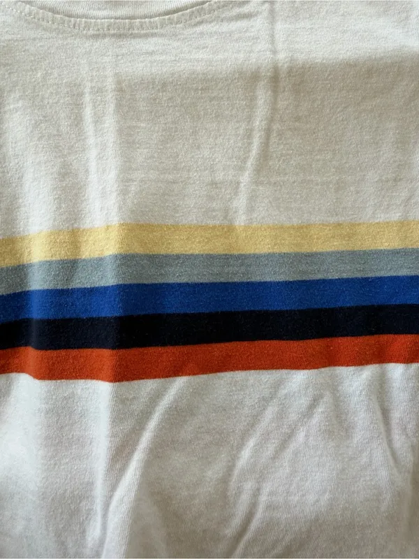 Brandy Melville John Galt Rainbow Stripe Cropped Tee White‎ Short Sleeve Size Small - Image 4