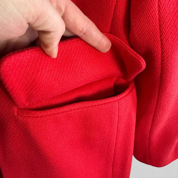 BCBGMAXAZRIA Womens Red Single Button Riding Coat Jacket Bold Chic Size S Small - Image 3