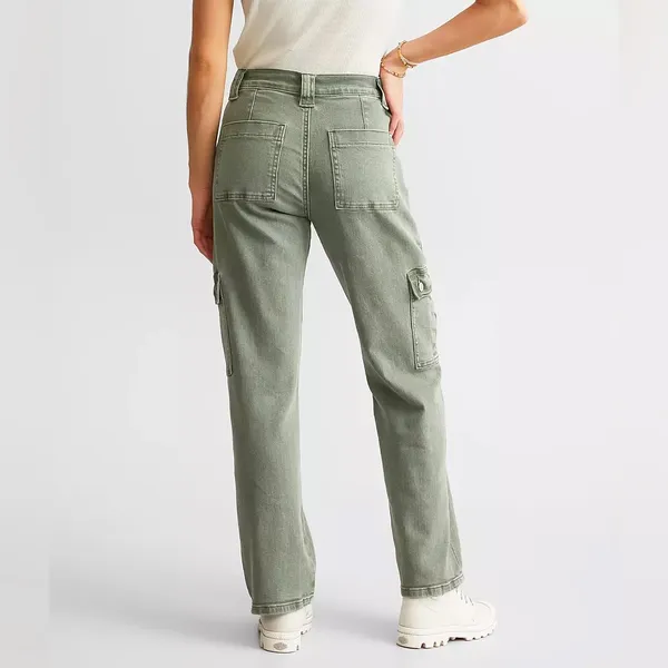 VERVET Buckle Green Stretch Cargo Y2K High Rise Wide Leg Pant Streetwear Size 24 - Image 8