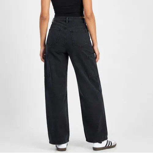 Tinseltown Juniors Baggy Cargo Jeans Size 0 Washed Black High Rise Wide Leg Zip - Image 7