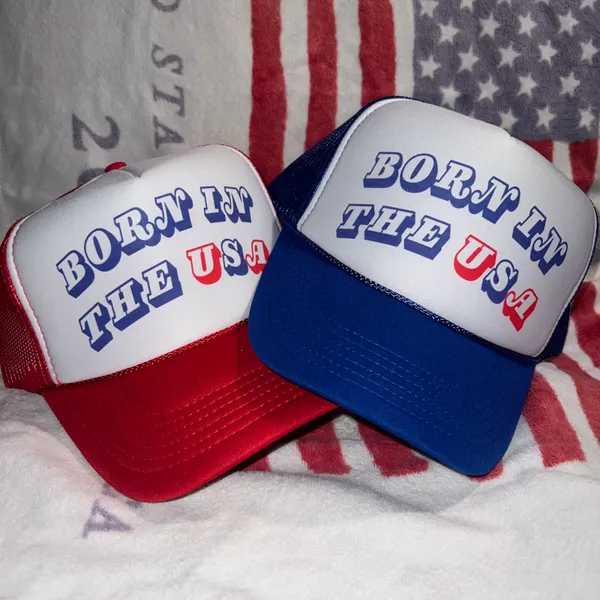 Born In The USA Trucker Hat Red - Image 5