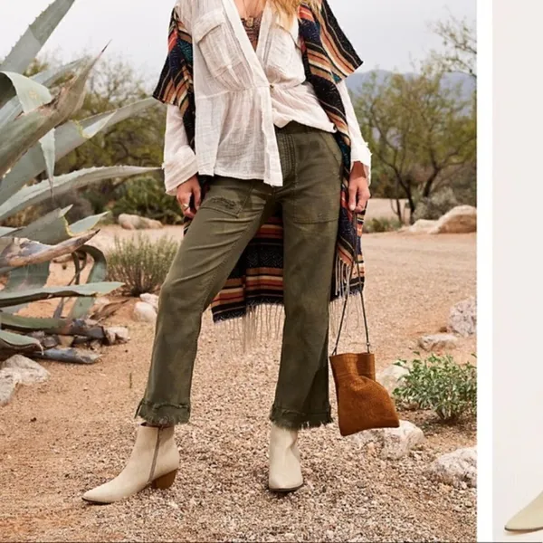 Free People Stormbringer Green‎ Distressed Straight Leg Pants 24 - Image 2